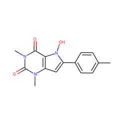 Cc1ccc(-c2cc3c(c(=O)n(C)c(=O)n3C)n2O)cc1 ZINC000040862180