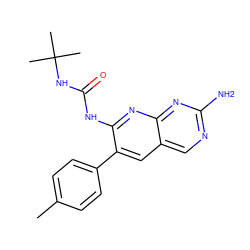 Cc1ccc(-c2cc3cnc(N)nc3nc2NC(=O)NC(C)(C)C)cc1 ZINC000014944696