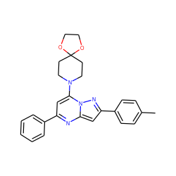 Cc1ccc(-c2cc3nc(-c4ccccc4)cc(N4CCC5(CC4)OCCO5)n3n2)cc1 ZINC000001341220