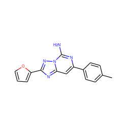 Cc1ccc(-c2cc3nc(-c4ccco4)nn3c(N)n2)cc1 ZINC000028105658