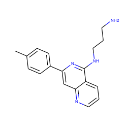 Cc1ccc(-c2cc3ncccc3c(NCCCN)n2)cc1 ZINC000013489173