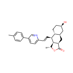 Cc1ccc(-c2ccc(/C=C/[C@@H]3[C@@H]4[C@@H](C)OC(=O)[C@@H]4C[C@@H]4C[C@H](O)CC[C@H]43)nc2)cc1 ZINC000034802900