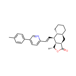 Cc1ccc(-c2ccc(/C=C/[C@@H]3[C@@H]4[C@@H](C)OC(=O)[C@@H]4C[C@@H]4CCCC[C@H]43)nc2)cc1 ZINC000013673152