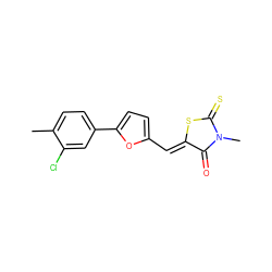 Cc1ccc(-c2ccc(/C=C3\SC(=S)N(C)C3=O)o2)cc1Cl ZINC000012462331