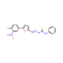 Cc1ccc(-c2ccc(/C=N/NC(=S)Nc3ccccc3)o2)cc1[N+](=O)[O-] ZINC000013858346