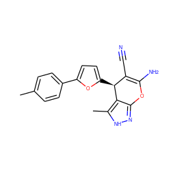 Cc1ccc(-c2ccc([C@H]3C(C#N)=C(N)Oc4n[nH]c(C)c43)o2)cc1 ZINC000009324718