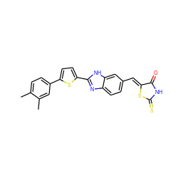 Cc1ccc(-c2ccc(-c3nc4ccc(/C=C5\SC(=S)NC5=O)cc4[nH]3)s2)cc1C ZINC000028571953