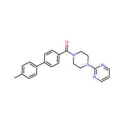 Cc1ccc(-c2ccc(C(=O)N3CCN(c4ncccn4)CC3)cc2)cc1 ZINC000034804956