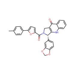 Cc1ccc(-c2ccc(C(=O)N3Cc4c([nH]c5ccccc5c4=O)[C@@H]3c3ccc4c(c3)OCO4)o2)cc1 ZINC000013493096