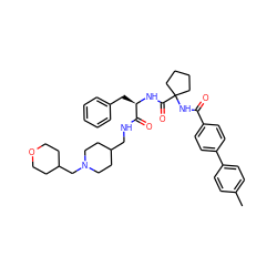 Cc1ccc(-c2ccc(C(=O)NC3(C(=O)N[C@H](Cc4ccccc4)C(=O)NCC4CCN(CC5CCOCC5)CC4)CCCC3)cc2)cc1 ZINC000049833036