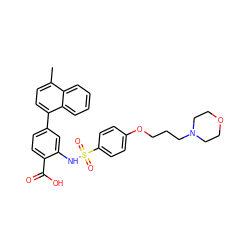 Cc1ccc(-c2ccc(C(=O)O)c(NS(=O)(=O)c3ccc(OCCCN4CCOCC4)cc3)c2)c2ccccc12 ZINC000103239672