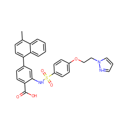 Cc1ccc(-c2ccc(C(=O)O)c(NS(=O)(=O)c3ccc(OCCn4cccn4)cc3)c2)c2ccccc12 ZINC000103239675