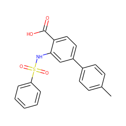 Cc1ccc(-c2ccc(C(=O)O)c(NS(=O)(=O)c3ccccc3)c2)cc1 ZINC000103239716