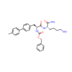 Cc1ccc(-c2ccc(C[C@H](NC(=O)OCc3ccccc3)C(=O)N[C@@H](CCCCN)C(N)=O)cc2)cc1 ZINC000096909264