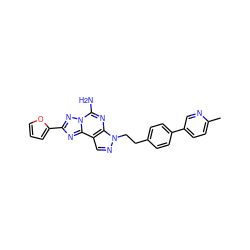 Cc1ccc(-c2ccc(CCn3ncc4c3nc(N)n3nc(-c5ccco5)nc43)cc2)cn1 ZINC000040411190