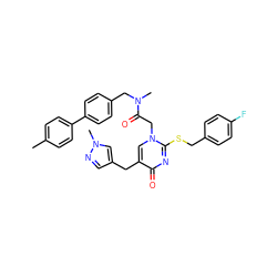 Cc1ccc(-c2ccc(CN(C)C(=O)Cn3cc(Cc4cnn(C)c4)c(=O)nc3SCc3ccc(F)cc3)cc2)cc1 ZINC000027635005