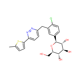 Cc1ccc(-c2ccc(Cc3cc([C@@H]4O[C@H](CO)[C@@H](O)[C@H](O)[C@H]4O)ccc3Cl)nn2)s1 ZINC000049035651