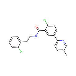 Cc1ccc(-c2ccc(Cl)c(C(=O)NCCc3ccccc3Cl)c2)nc1 ZINC000036408845