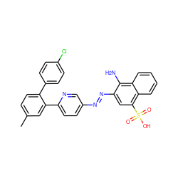 Cc1ccc(-c2ccc(Cl)cc2)c(-c2ccc(/N=N/c3cc(S(=O)(=O)O)c4ccccc4c3N)cn2)c1 ZINC000223754094