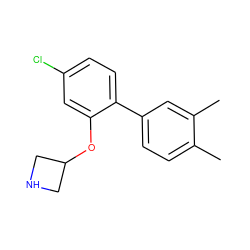 Cc1ccc(-c2ccc(Cl)cc2OC2CNC2)cc1C ZINC000096175909