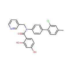 Cc1ccc(-c2ccc(N(Cc3cccnc3)C(=O)c3ccc(O)cc3O)cc2)c(Cl)c1 ZINC000653764958