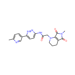 Cc1ccc(-c2ccc(NC(=O)CN3CCCC4=C3C(=O)N(C)C4=O)nn2)cn1 ZINC001772607605