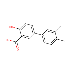 Cc1ccc(-c2ccc(O)c(C(=O)O)c2)cc1C ZINC000071551356