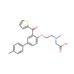 Cc1ccc(-c2ccc(OCCN(C)CC(=O)O)c(C(=O)c3cccs3)c2)cc1 ZINC000028958292