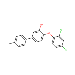 Cc1ccc(-c2ccc(Oc3ccc(Cl)cc3Cl)c(O)c2)cc1 ZINC000029061104