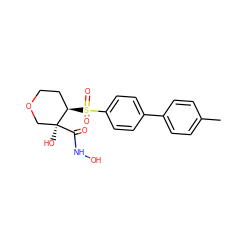 Cc1ccc(-c2ccc(S(=O)(=O)[C@@H]3CCOC[C@]3(O)C(=O)NO)cc2)cc1 ZINC000028382070