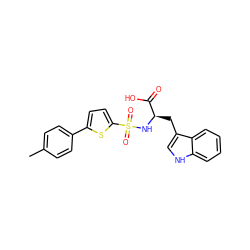 Cc1ccc(-c2ccc(S(=O)(=O)N[C@H](Cc3c[nH]c4ccccc34)C(=O)O)s2)cc1 ZINC000000578997