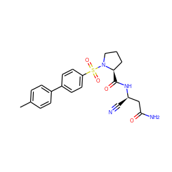 Cc1ccc(-c2ccc(S(=O)(=O)N3CCC[C@H]3C(=O)N[C@H](C#N)CC(N)=O)cc2)cc1 ZINC000653811148