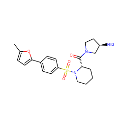 Cc1ccc(-c2ccc(S(=O)(=O)N3CCCC[C@H]3C(=O)N3CC[C@@H](N)C3)cc2)o1 ZINC000040933236