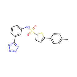 Cc1ccc(-c2ccc(S(=O)(=O)Nc3cccc(-c4nnn[nH]4)c3)s2)cc1 ZINC000114607245