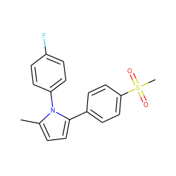 Cc1ccc(-c2ccc(S(C)(=O)=O)cc2)n1-c1ccc(F)cc1 ZINC000000022442