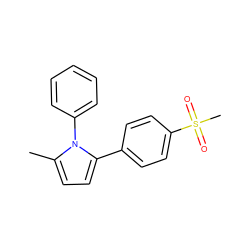 Cc1ccc(-c2ccc(S(C)(=O)=O)cc2)n1-c1ccccc1 ZINC000003814551