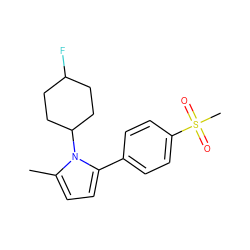 Cc1ccc(-c2ccc(S(C)(=O)=O)cc2)n1C1CCC(F)CC1 ZINC000008536386