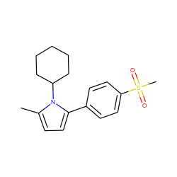 Cc1ccc(-c2ccc(S(C)(=O)=O)cc2)n1C1CCCCC1 ZINC000013762064