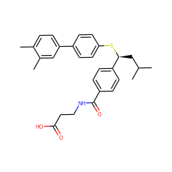 Cc1ccc(-c2ccc(S[C@@H](CC(C)C)c3ccc(C(=O)NCCC(=O)O)cc3)cc2)cc1C ZINC000035952827