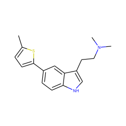 Cc1ccc(-c2ccc3[nH]cc(CCN(C)C)c3c2)s1 ZINC000000022997