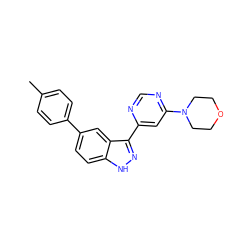 Cc1ccc(-c2ccc3[nH]nc(-c4cc(N5CCOCC5)ncn4)c3c2)cc1 ZINC000225529254