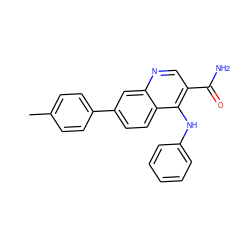 Cc1ccc(-c2ccc3c(Nc4ccccc4)c(C(N)=O)cnc3c2)cc1 ZINC000028959972