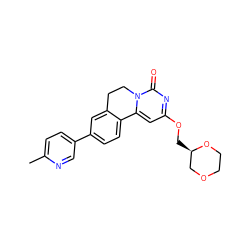 Cc1ccc(-c2ccc3c(c2)CCn2c-3cc(OC[C@@H]3COCCO3)nc2=O)cn1 ZINC000142976137