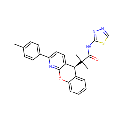 Cc1ccc(-c2ccc3c(n2)Oc2ccccc2[C@@H]3C(C)(C)C(=O)Nc2nncs2)cc1 ZINC000073141174