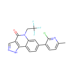 Cc1ccc(-c2ccc3c4[nH]ncc4c(=O)n(CC(F)(F)F)c3c2)c(Cl)n1 ZINC000204887369