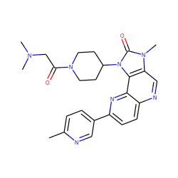 Cc1ccc(-c2ccc3ncc4c(c3n2)n(C2CCN(C(=O)CN(C)C)CC2)c(=O)n4C)cn1 ZINC000118554272