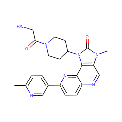 Cc1ccc(-c2ccc3ncc4c(c3n2)n(C2CCN(C(=O)CN)CC2)c(=O)n4C)cn1 ZINC000118540386