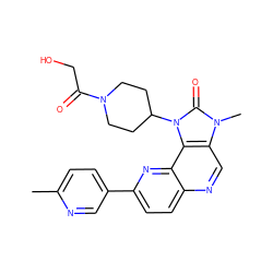 Cc1ccc(-c2ccc3ncc4c(c3n2)n(C2CCN(C(=O)CO)CC2)c(=O)n4C)cn1 ZINC000095588946