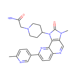 Cc1ccc(-c2ccc3ncc4c(c3n2)n(C2CCN(CC(N)=O)CC2)c(=O)n4C)cn1 ZINC000118540417