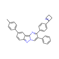 Cc1ccc(-c2ccc3nn4cc(-c5ccccc5)c(-c5ccc(C6(N)CCC6)cc5)nc4c3c2)cc1 ZINC000150232778